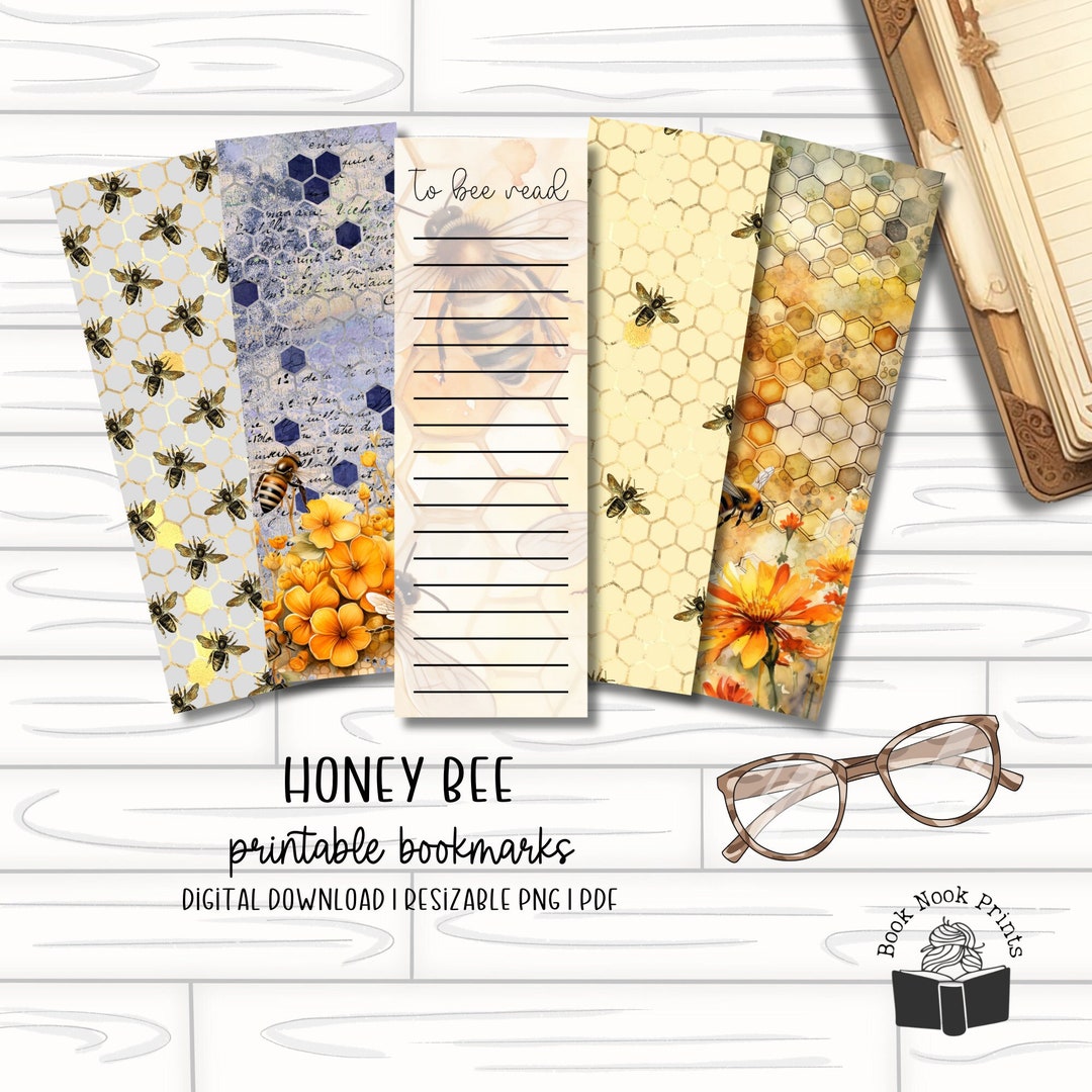 Honey Bee Bookmark Set | Printable Bookmarks | PDF | PNG | 5 Pack - Etsy UK