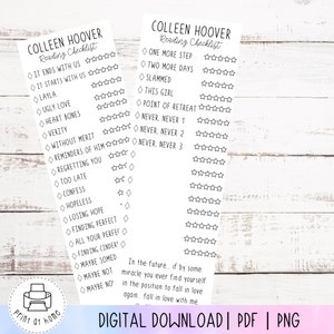 Colleen Hoover Bookmark Colleen Hoover Reading Checklist COHO Printable ...