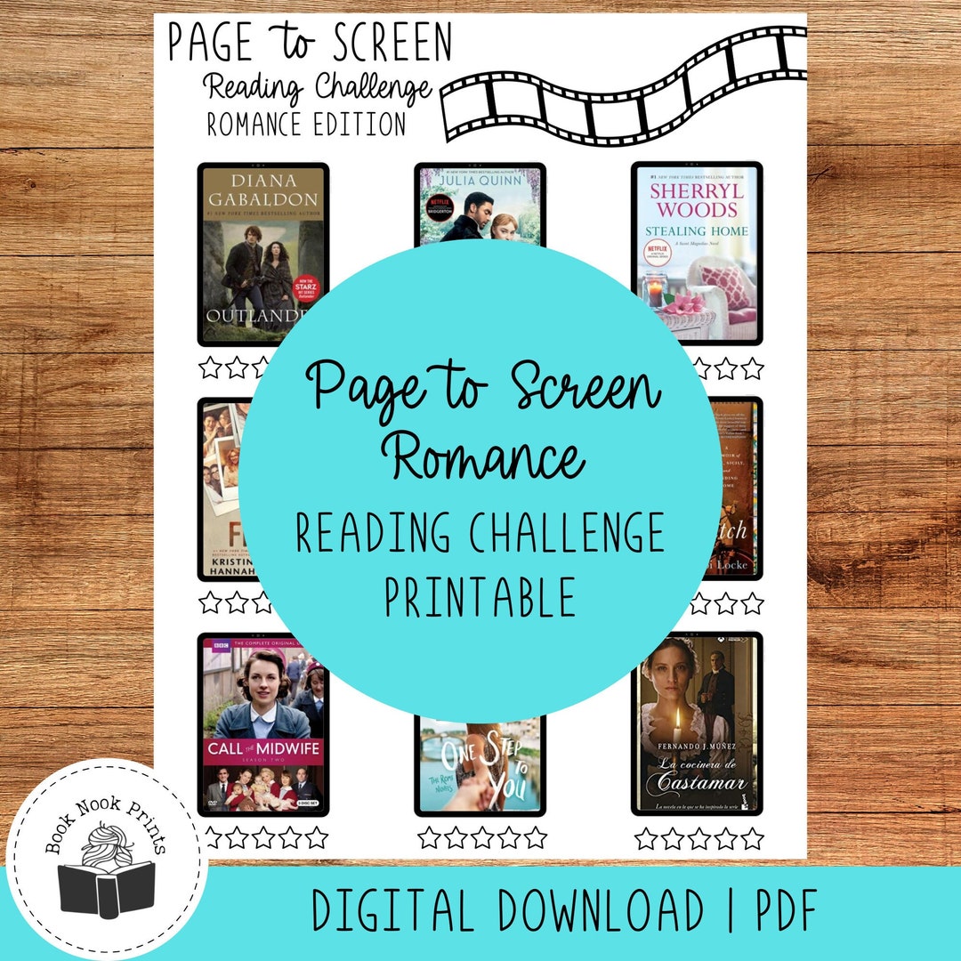 Page to Screen Romance Reading Challenge Printable PDF Etsy