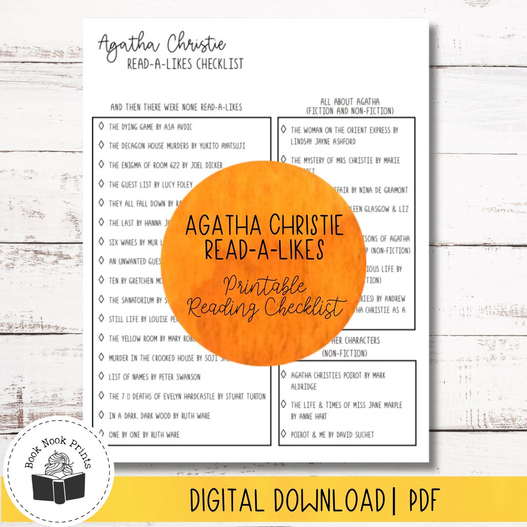 Agatha Christie Read-a-likes Checklist Printable Reading - Etsy