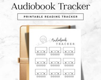 Audiobook Tracker, Printable Reading Journal (PDF, Resizeable PNG)