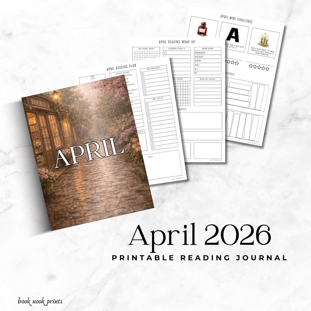April 2026 Reading Journal Kit, Book Tracker, Planner (printable ...
