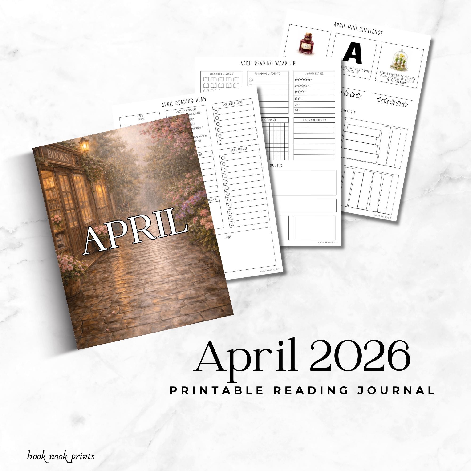 April 2026 Reading Journal Kit, Book Tracker, Planner (printable ...