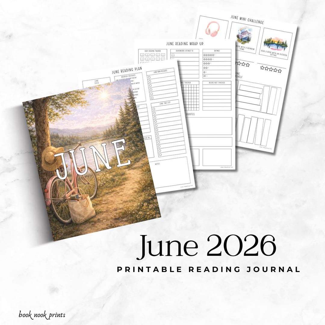 June 2026 Reading Journal Kit, Book Tracker, Planner (printable ...