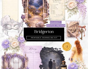 Bridgerton Journal Ephemera Regency Planner Printable Download PNG Junk Journal Stickers