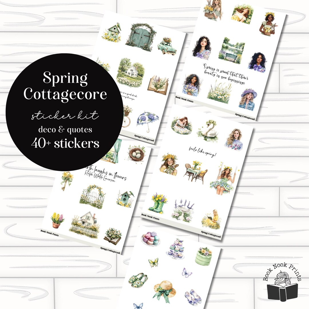Spring Cottagecore Sticker Kit Printable Stickers Planner Stickers ...