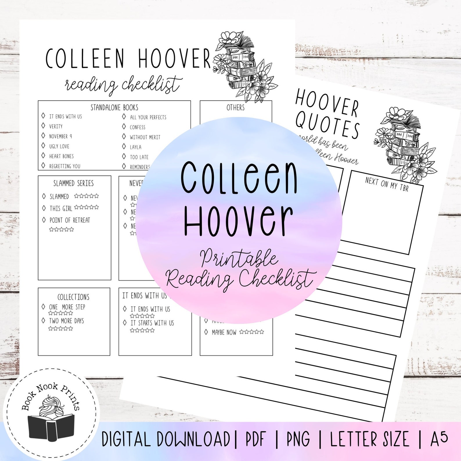 Colleen Hoover Reading List Printable Reading List Book Etsy