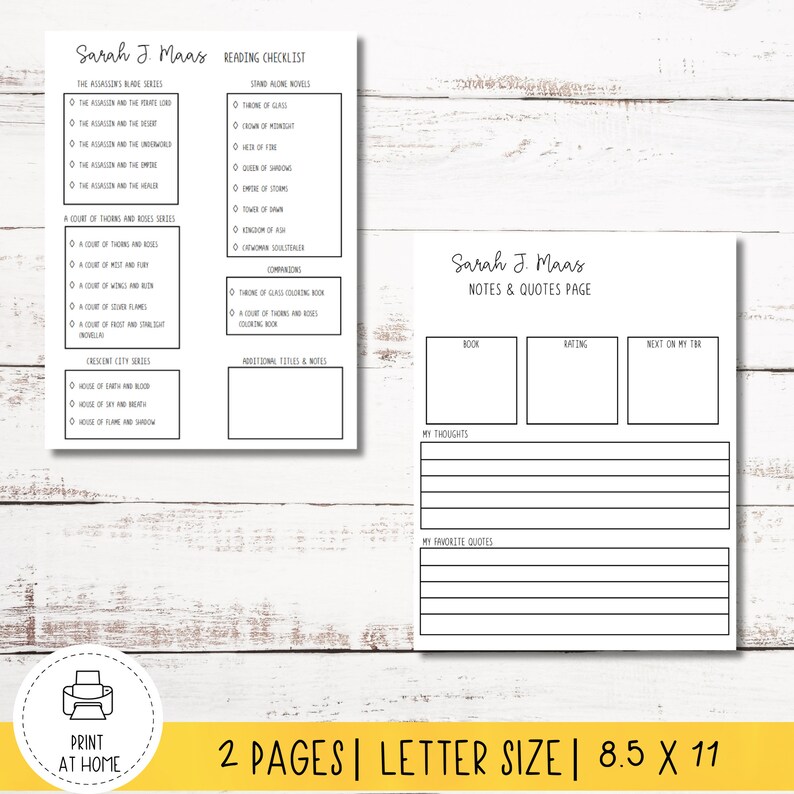 Sarah J. Maas Reading List Printable Reading List Book Tracker Book Journal - Etsy