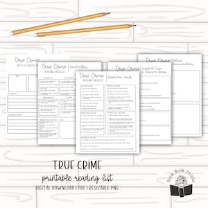 True Crime Reading Checklist | PDF | Reading Tracker Printable | Printable Notes | Printable Journal |