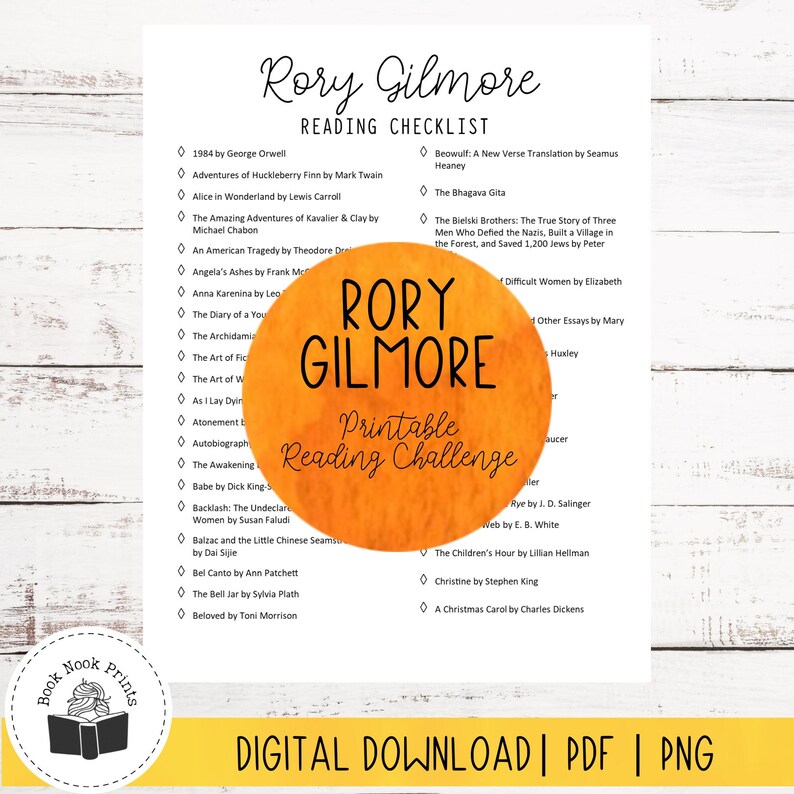 Printable Rory Gilmore Reading Challenge List PDF Book List Book Printable Rory Gilmore Reading Challenge List PDF Book List Book