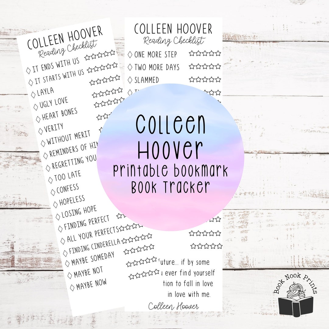 Colleen Hoover Bookmark Colleen Hoover Reading Checklist COHO Printable ...