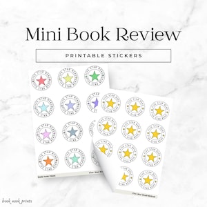 Five Star Review Tracker Stickers, Reading Journal (Digital Download)