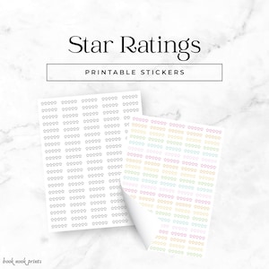 Stickers de suivi avec classement par étoiles | Suivi de livre imprimable | Journal de lecture | PNG | Autocollants imprimables