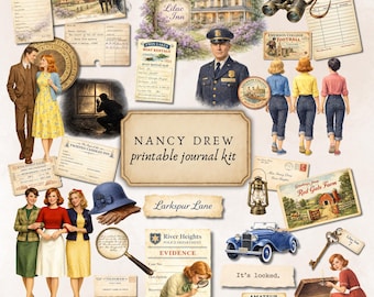 Nancy Drew Junk Journal Kit, Girl Sleuth Ephemera (Printable Download