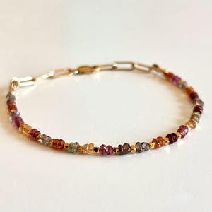 Natural Dainty Tundra Sapphire Bracelet | Gold filled/vermeil bracelet, Karen hill tribe beads, beaded bracelet, gemstone bracelet, minimal