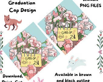 Floral Graduation Cap Topper: Pink Flower Design (Digital Download)