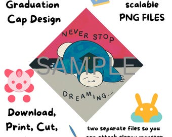 Sleepy Monster Graduation Cap Topper: Snorlax Design (Digital Download)
