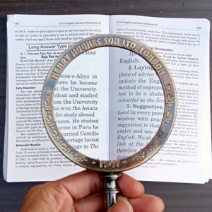 3 Antiqued Brass Desk-top Magnifier on Solid Wood Base Antique Vintage  Style 