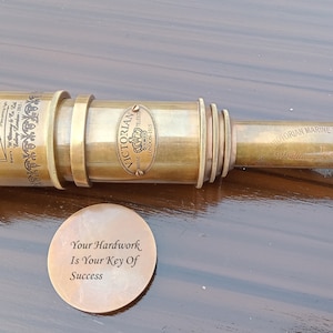 Personalized Brass Telescope: Antique Nautical Spyglass, Engraved Gift