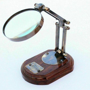 Vintage Brass Tabletop Magnifying Glass: Nautical Desk Decor