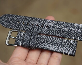 Black Stingray Leather Watch Strap
