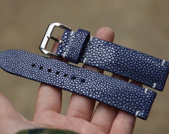 Custom Blue Stingray Leather Watch Strap