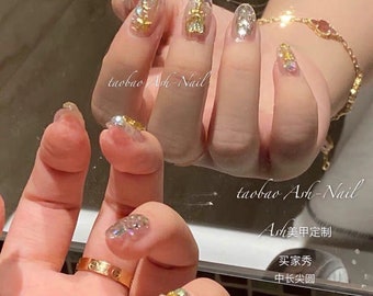 Clear Gold Press on Nail
