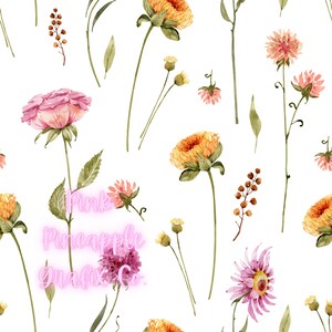 Digital Seamless File, Printable Paper, Repeating Pattern, Seamless, Spring Flowers, Wildflowers