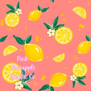 Digital Seamless File, Printable Paper, Repeating Pattern, Seamless, Lemons