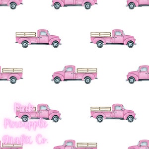 Pink Farm Trucks Digital Seamless File