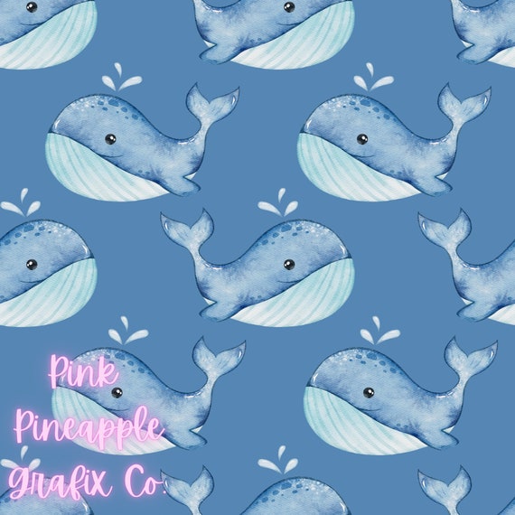 Baby Blue Whales Digital Seamless File Etsy