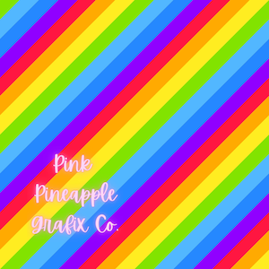 May include: A colorful rainbow striped background with the text "Pink Pineapple Grafix Co." in pink.