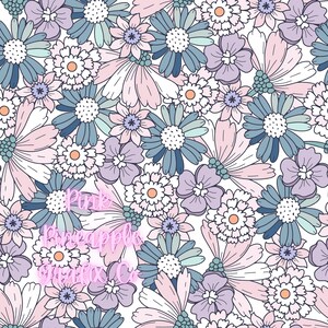 Digital Seamless File, Printable Paper, Repeating Pattern, Seamless, Vintage Floral, Retro Floral