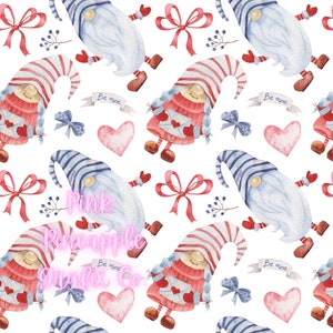 Digital Seamless File, Printable Paper, Repeating Pattern, Seamless, Valentine Gnomes