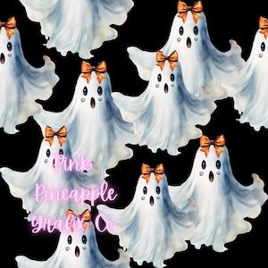 Digital Seamless File, Printable Paper, Repeating Pattern, Seamless, Watercolor Girly Ghosts Seamless Pattern, Simple Halloween Seamless