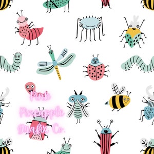 Digital Seamless File, Printable Paper, Repeating Pattern, Seamless, Insects, Bugs
