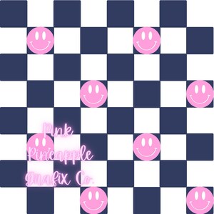Digital Seamless File, Printable Paper, Repeating Pattern, Seamless, Checkers, Happy Faces