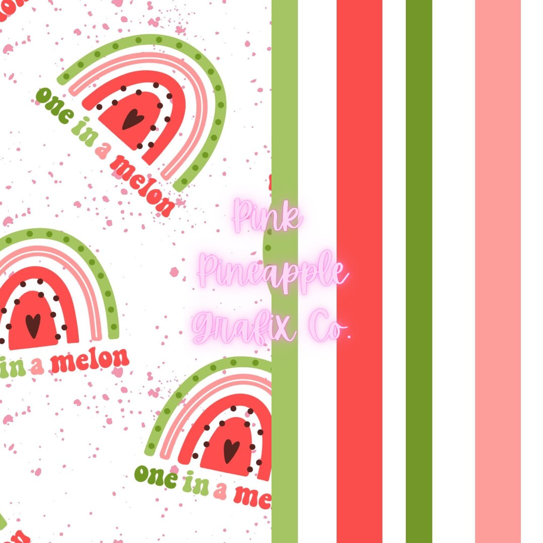 One in a Melon Rainbow Watermelon Digital Seamless File With Stripes ...
