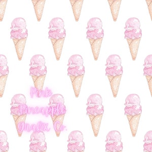 Digital Seamless File, Printable Paper, Repeating Pattern, Seamless, Pastel Pink Ice Cream Cones Seamless Pattern