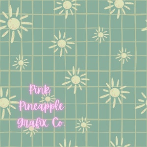 Digital Seamless File, Printable Paper, Repeating Pattern, Seamless, Muted Green Boho Suns Seamless Pattern