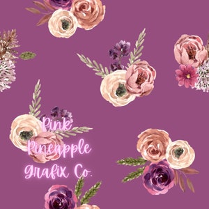 Digital Seamless File, Printable Paper, Repeating Pattern, Seamless, Fall Floral Clusters Seamless Pattern