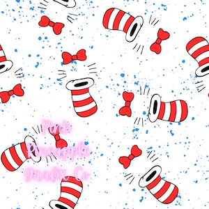 Digital Seamless File, Printable Paper, Repeating Pattern, Seamless, Cat in the Hat