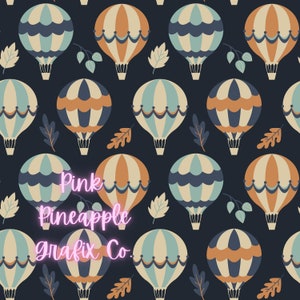 Digital Seamless File, Printable Paper, Repeating Pattern, Seamless, Fall Hot Air Balloons Seamless Pattern