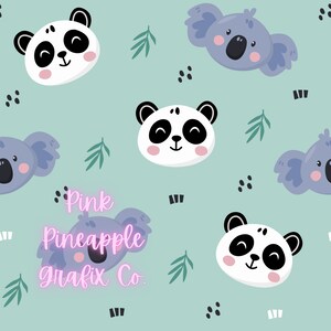 Digital Seamless File, Printable Paper, Repeating Pattern, Seamless, Panda, Koala