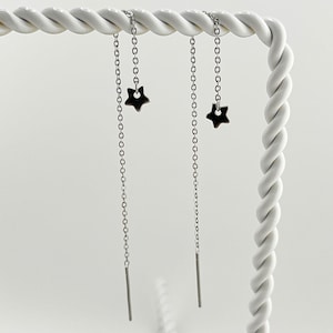 Tiny Stainless Steel Star Ear Threaders | minimalist earrings, star charms, everyday earrings, mini star earrings, punk earrings
