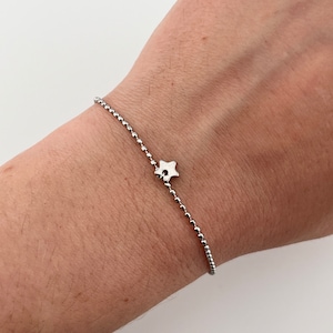Dainty Stainless Steel Star Bracelet: Minimalist Ball Chain