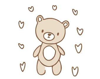 Borduurpatroon teddybeer met hartjes (digitale download)