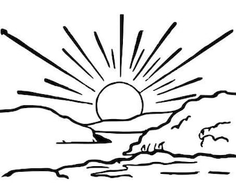 Borduurpatroon zonsopganglandschap (digitale download)
