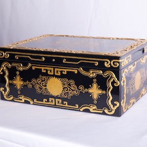 Chinese lacquer thread sculpture cigar box/luxury cigar box/Pattern flowers or dragon/24K gold foil