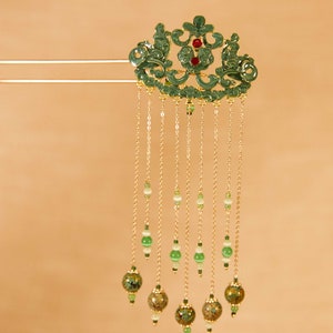 Bijoux/Epingle à cheveux laque (17cm X 16cm)/boule vert printemps/Jing Tai Lan